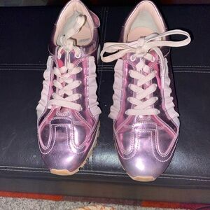 Tory Burch, pink metallic tennis shoes